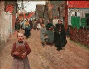 Frans van Leemputten The Distribution of Bread in the Village oil painting artist